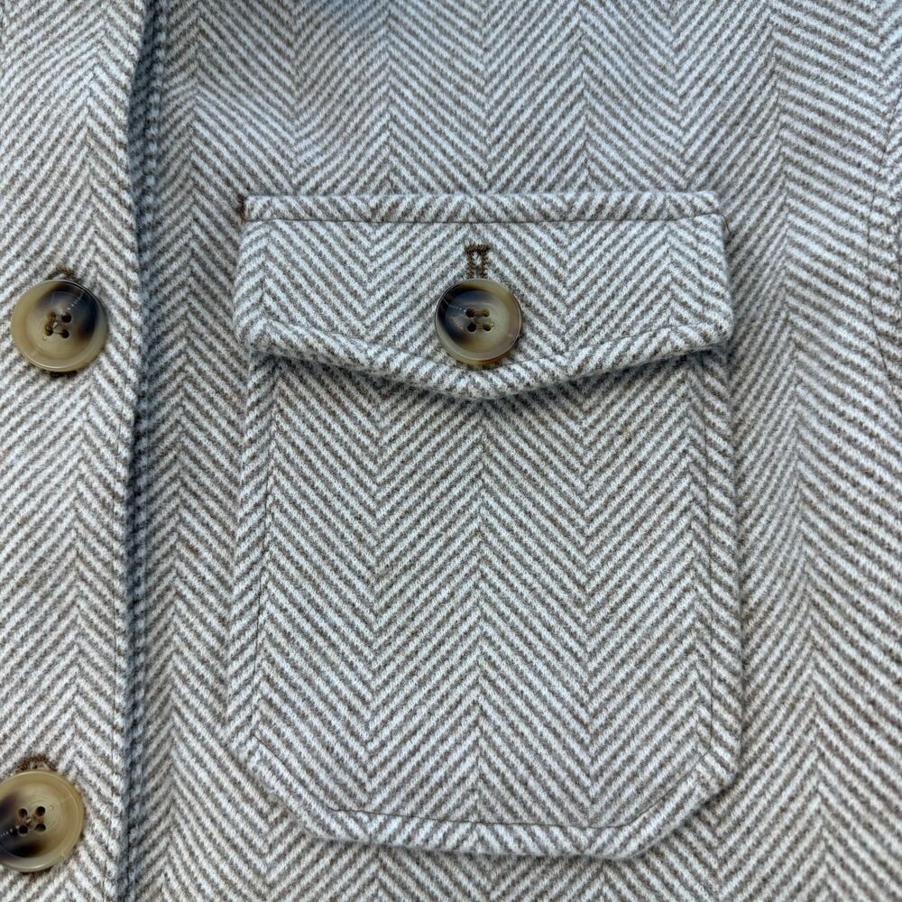 Avec Les Filles Shacket Women's XS Tan White Fall Jacket Cozy Fall Top EUC - Picture 4 of 11